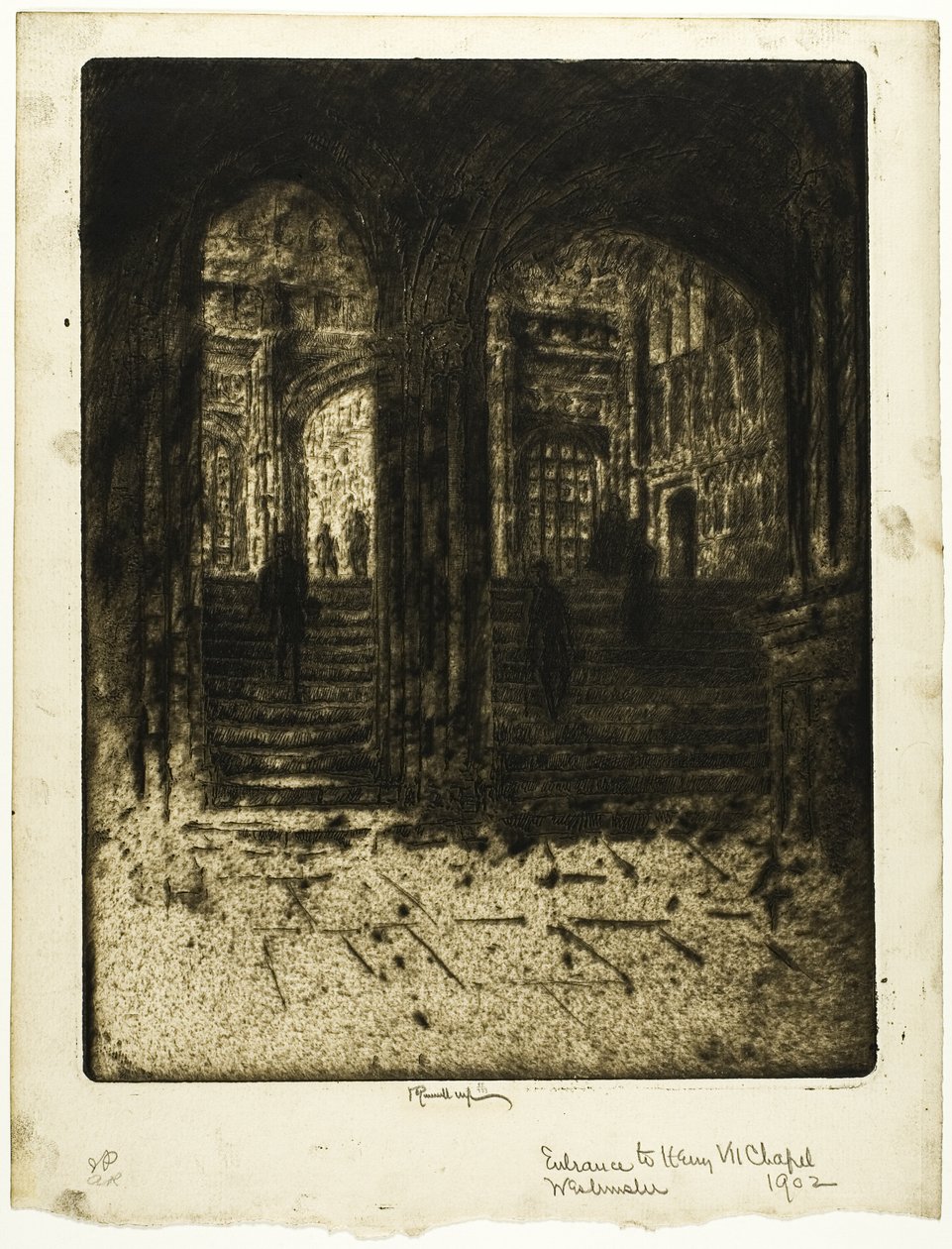 Ingang tot de kapel van Henry VII, Westminster door Joseph Pennell