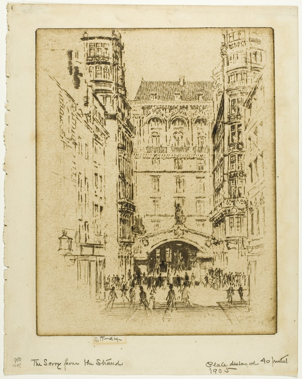 Ingang van het Savoy Hotel door Joseph Pennell
