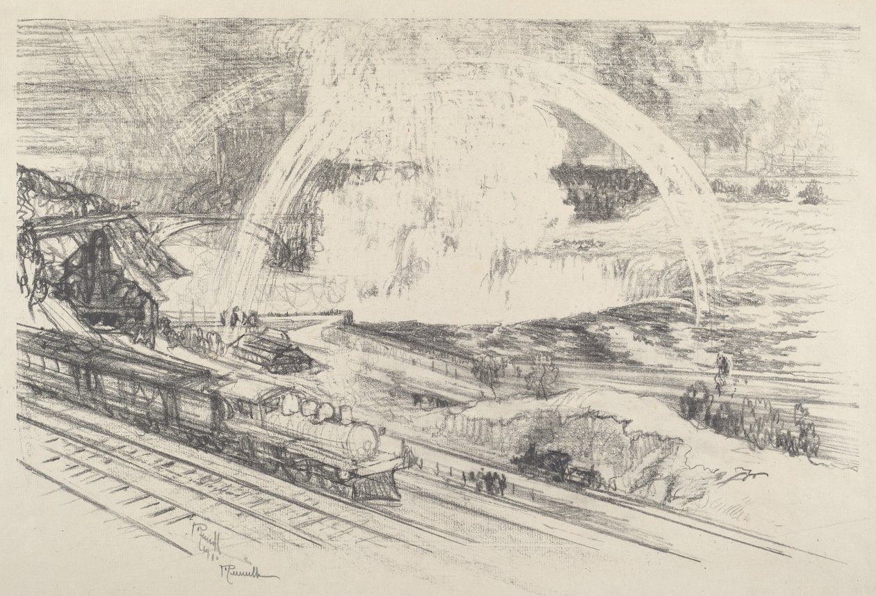Falls Station, Niagara door Joseph Pennell