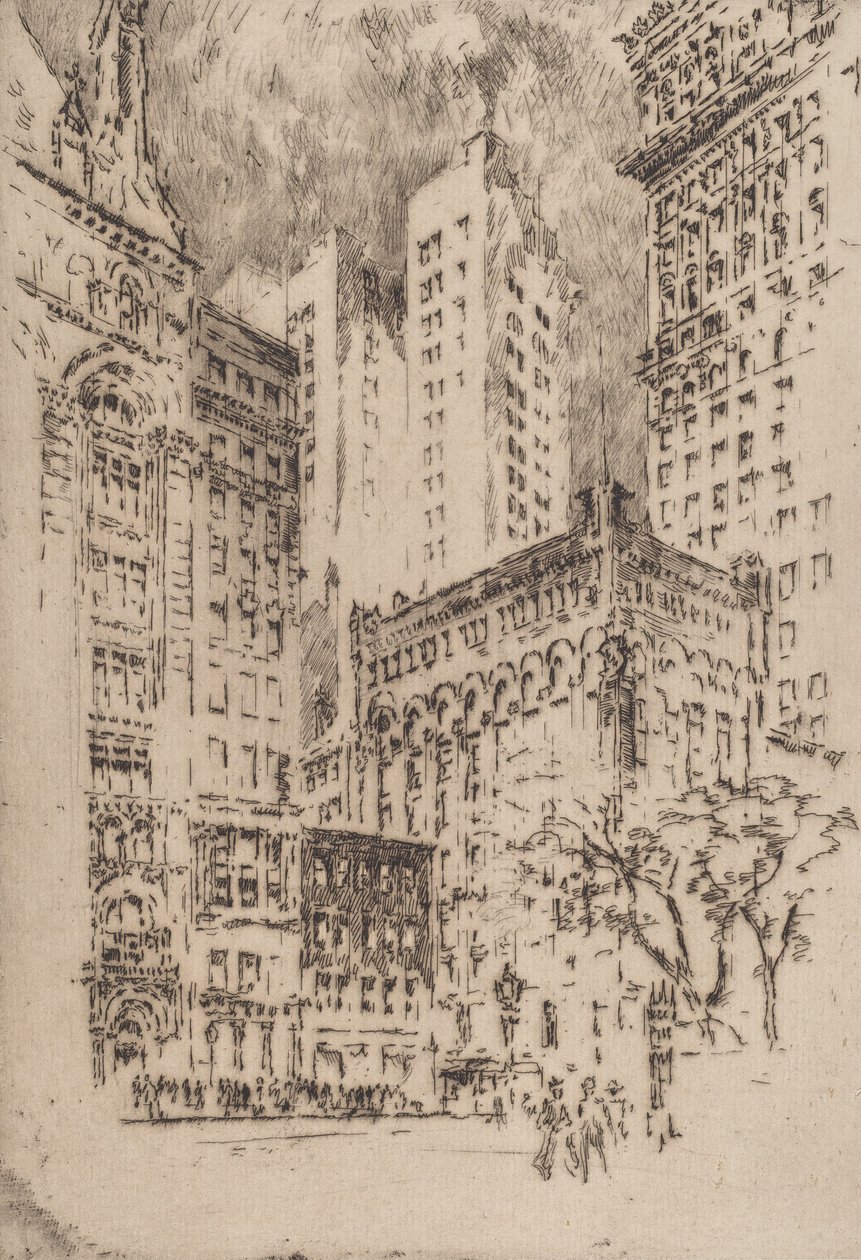 Vier verdiepingen tellend huis, 1904 door Joseph Pennell
