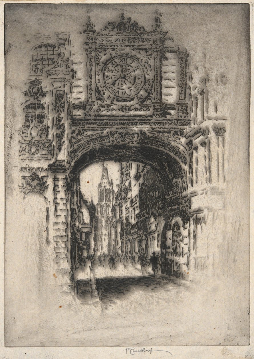 Grote Klok; Rouen door Joseph Pennell