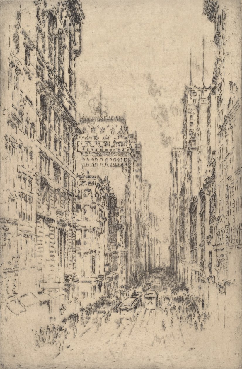 Lower Broadway, 1904 door Joseph Pennell