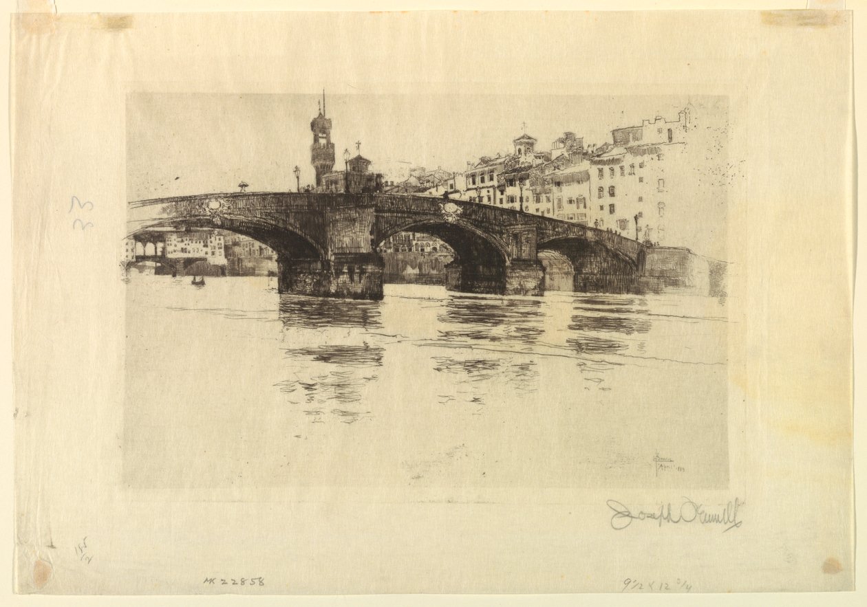Ponte San Trinita, Florence door Joseph Pennell