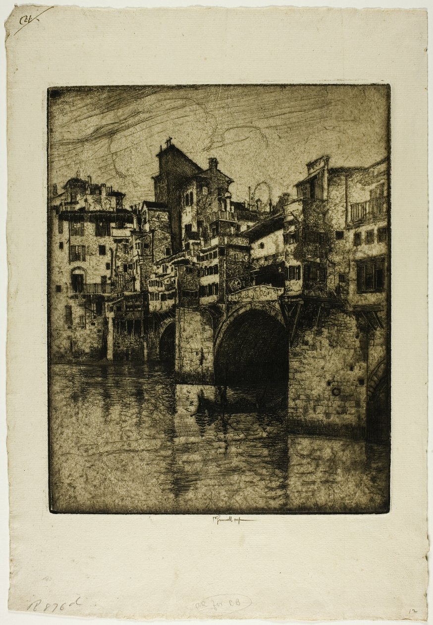 Ponte Vecchio, Florence door Joseph Pennell