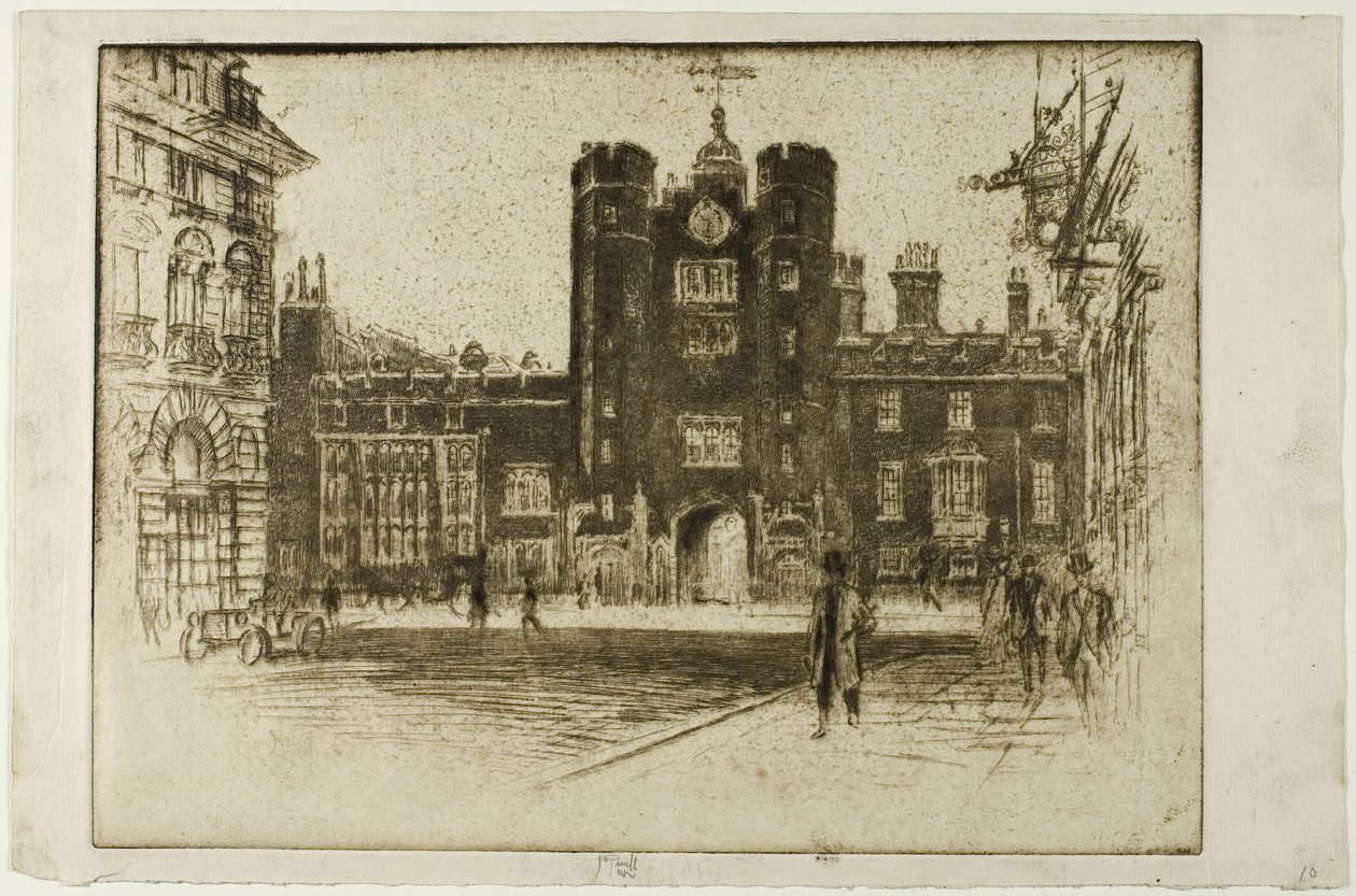 Sint-Jacobspaleis, vanaf Sint-Jacobsstraat door Joseph Pennell