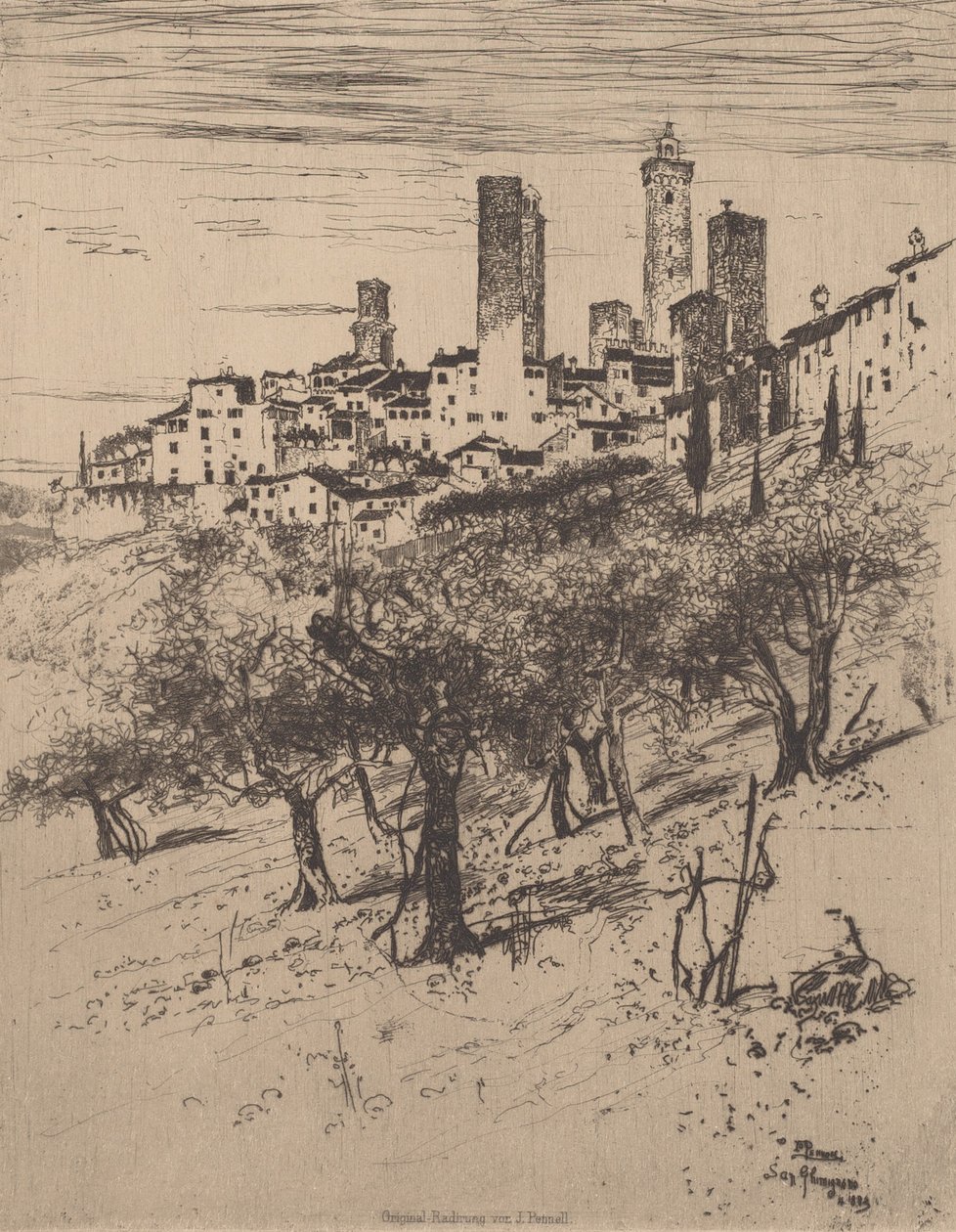 San Gimignano, 1883 door Joseph Pennell