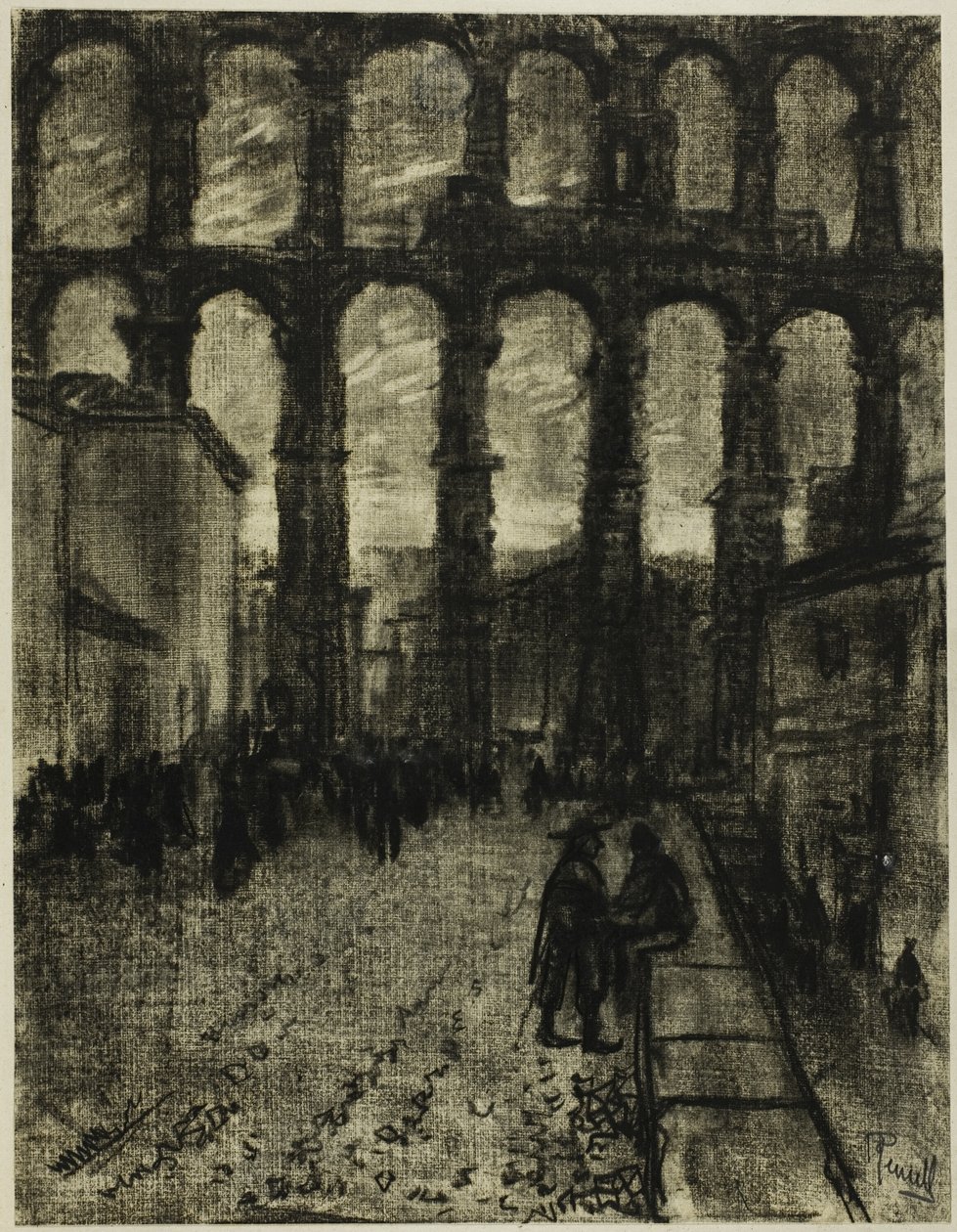 Segovia, Het Aquaduct vanaf de Markt door Joseph Pennell