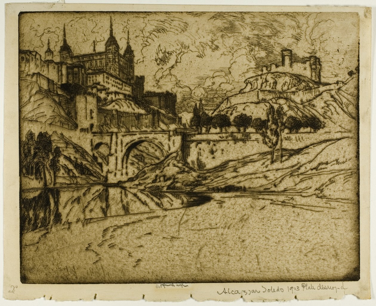 Het Alcazar, Toledo door Joseph Pennell