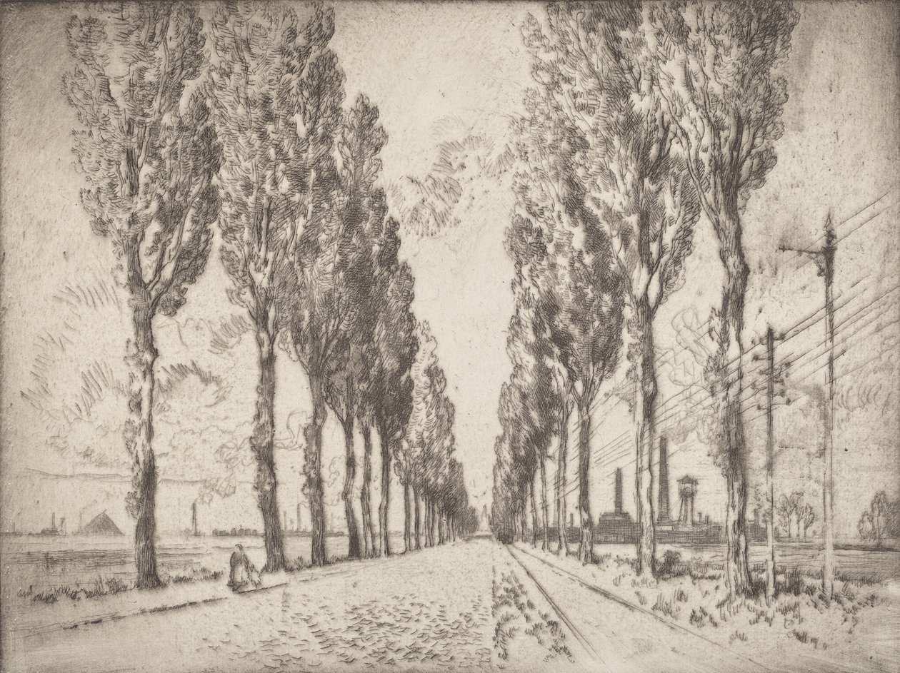 De laan, Valenciennes, 1910 door Joseph Pennell