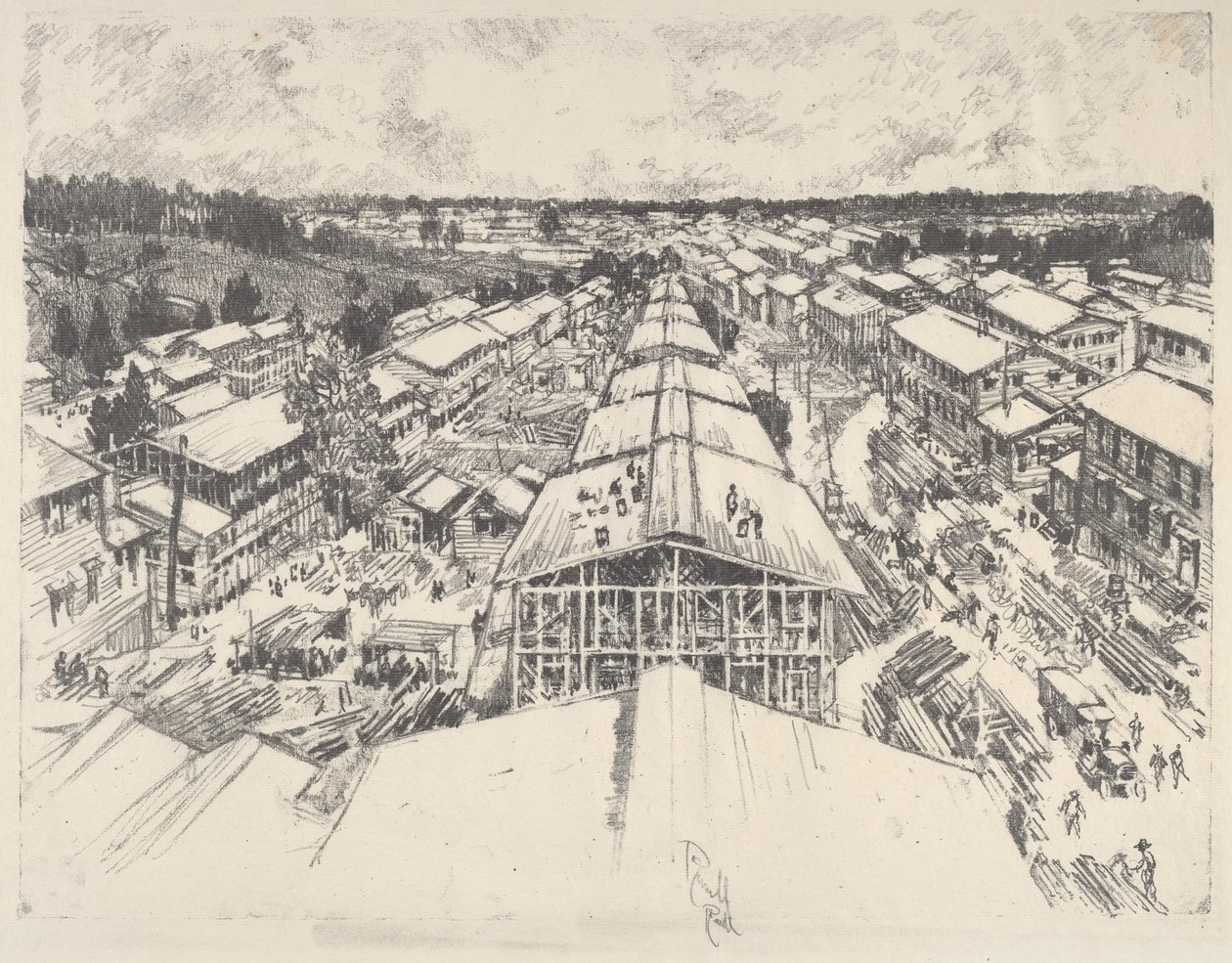 Het Kamp, de Nieuwe Architectuur, 1917 door Joseph Pennell