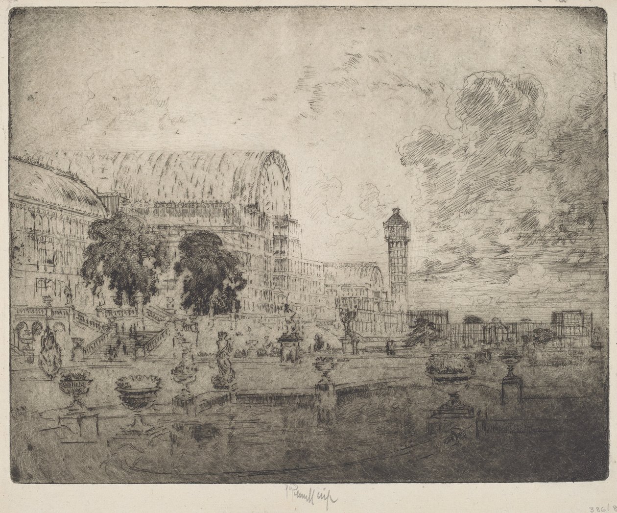Het Crystal Palace door Joseph Pennell