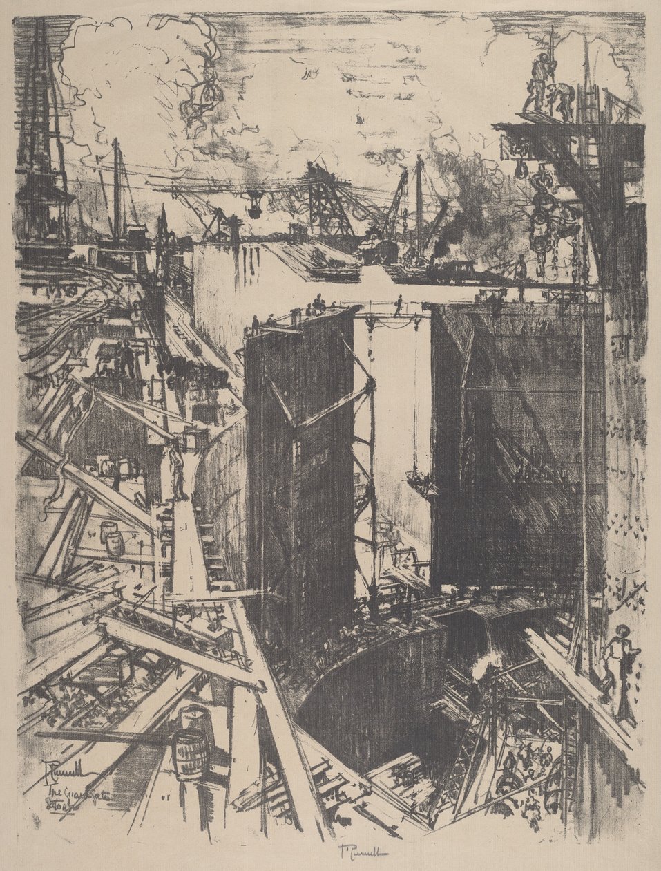 De Sluisdeur, Gatun Lock door Joseph Pennell
