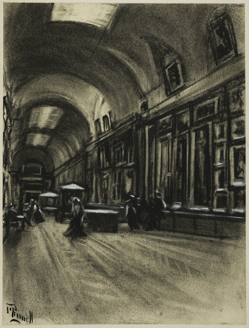 De lange galerij, Prado door Joseph Pennell