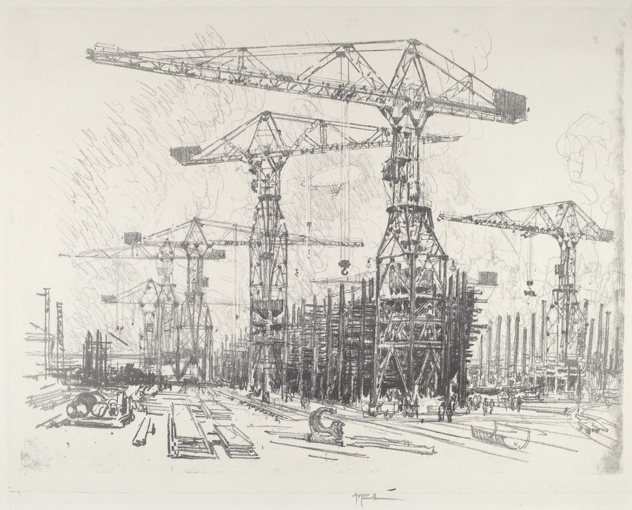 De Oude Scheepswerf, 1916 door Joseph Pennell
