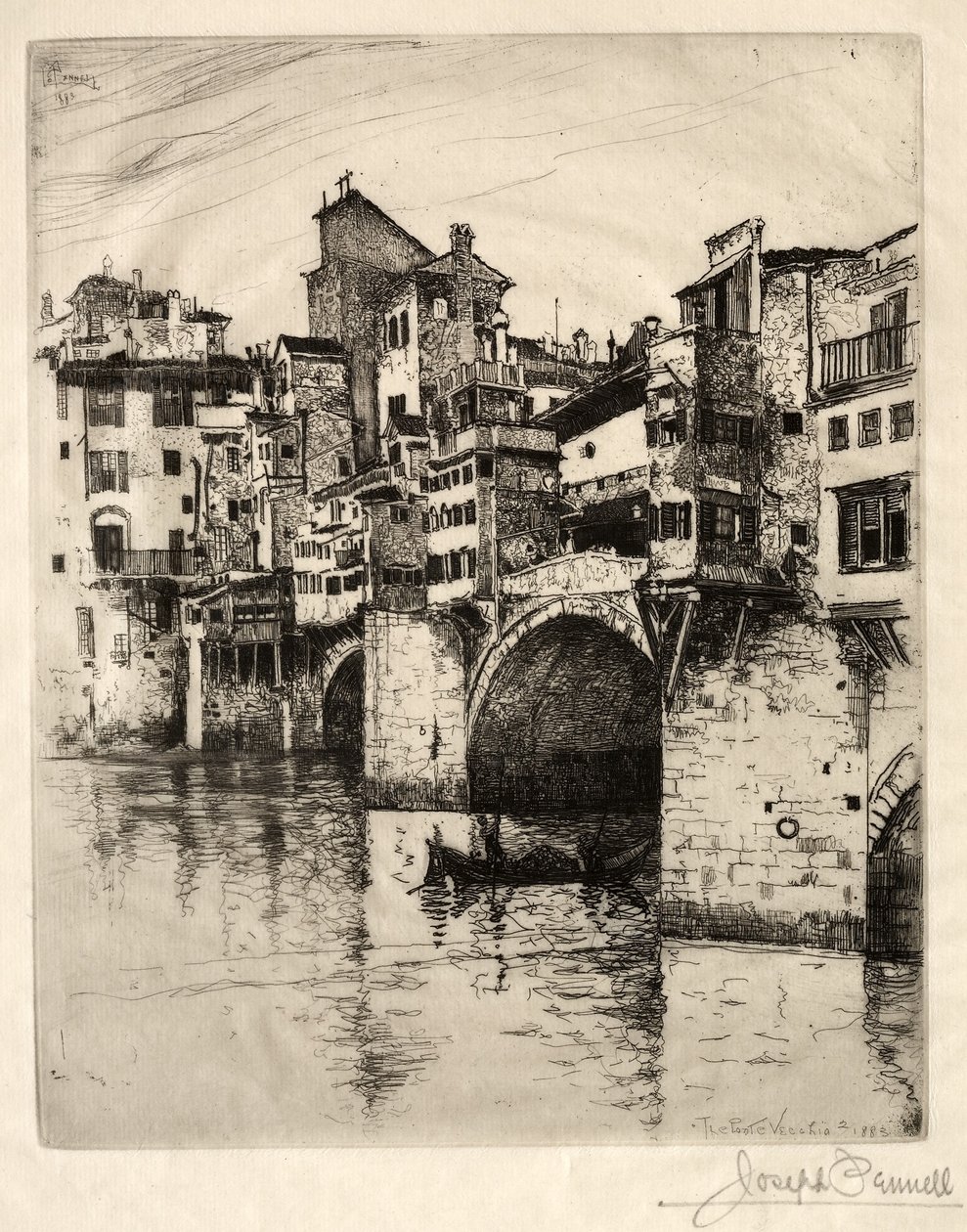 De Ponte Vecchio door Joseph Pennell