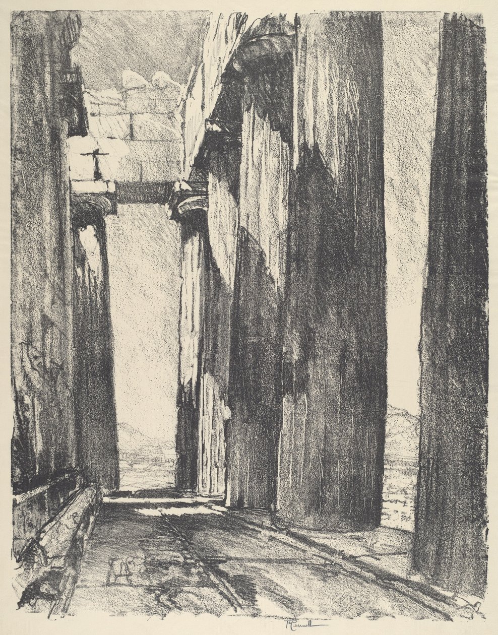 De Portiek van het Parthenon door Joseph Pennell