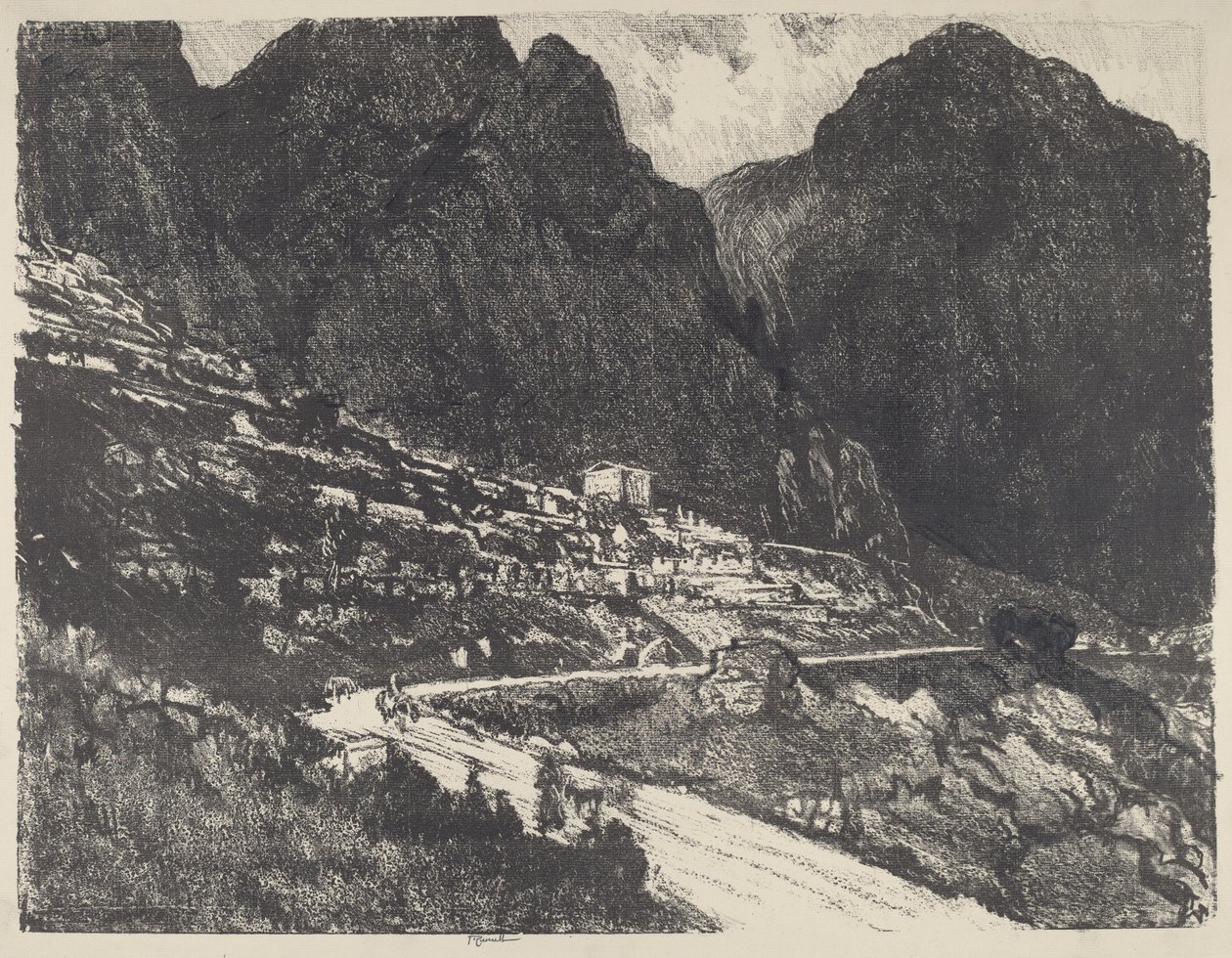 De glanzende rotsen, Delphi, 1913 door Joseph Pennell