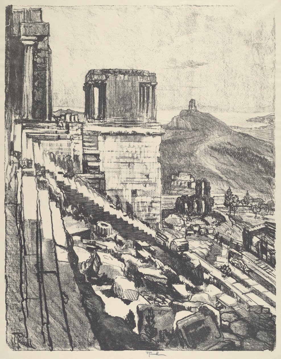 De Tempel van Nike, Athene, 1913 door Joseph Pennell