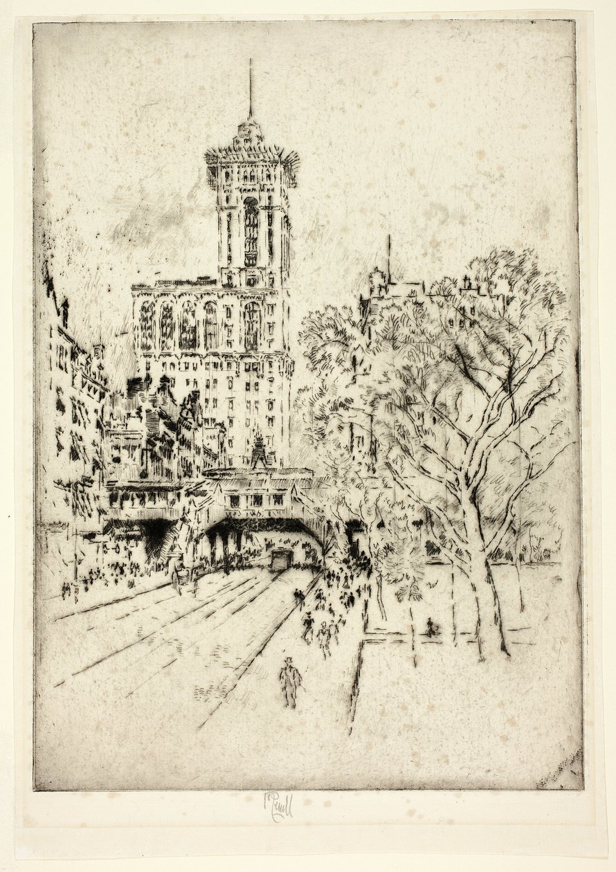 Times Building en 42nd Street door Joseph Pennell