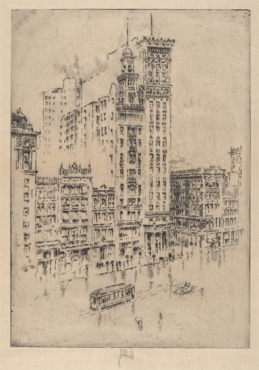 Union Square, Regenachtige Dag door Joseph Pennell
