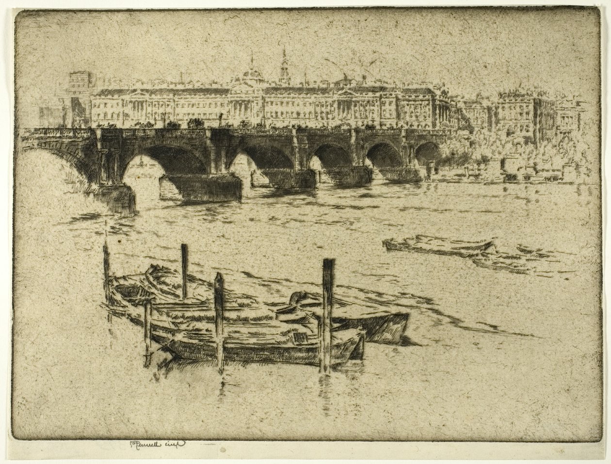 Waterloo Bridge en Somerset House door Joseph Pennell