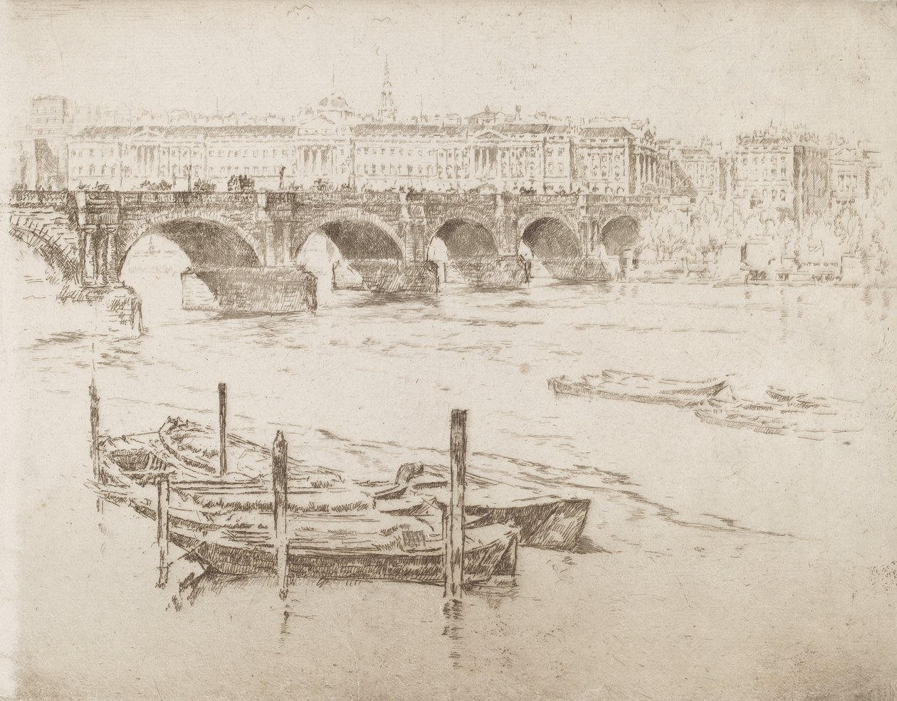 Waterloo Bridge en Somerset House door Joseph Pennell