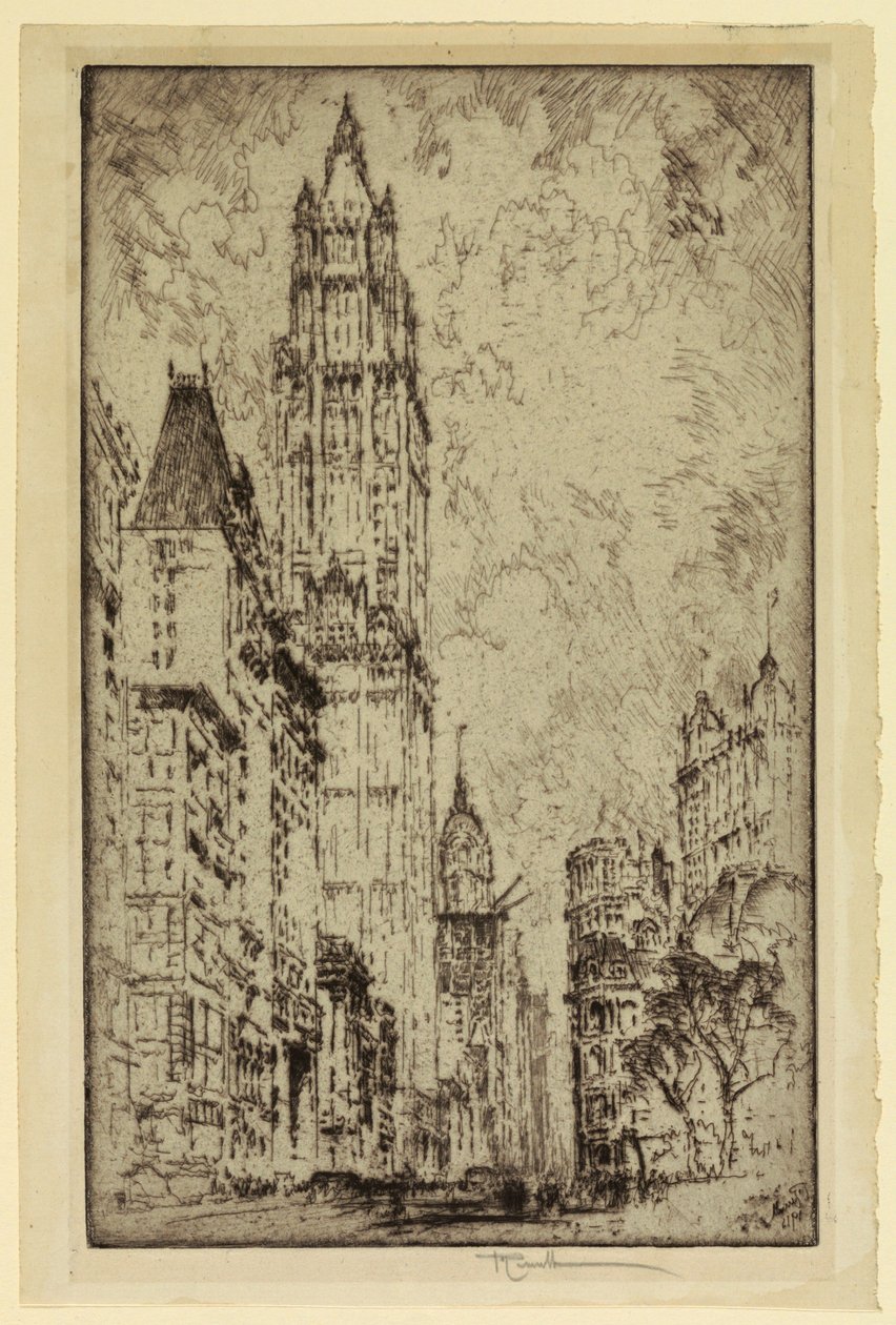 Woolworth Building, New York door Joseph Pennell