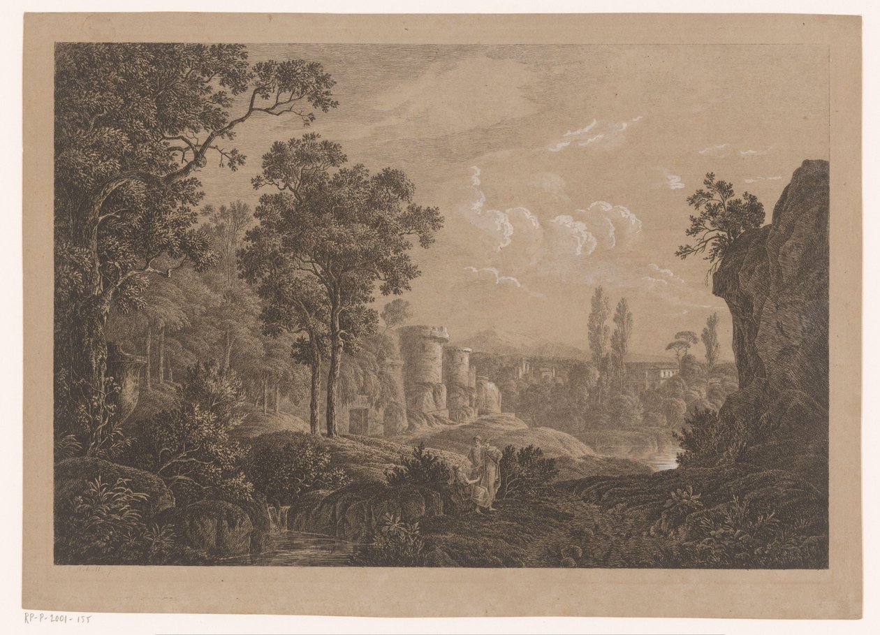 Italiaans landschap door Joseph Rebell