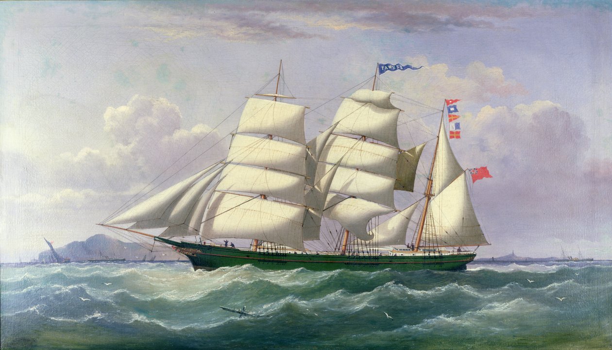 De Barkentine Pawnee in de Ierse Zee door Joseph Semple