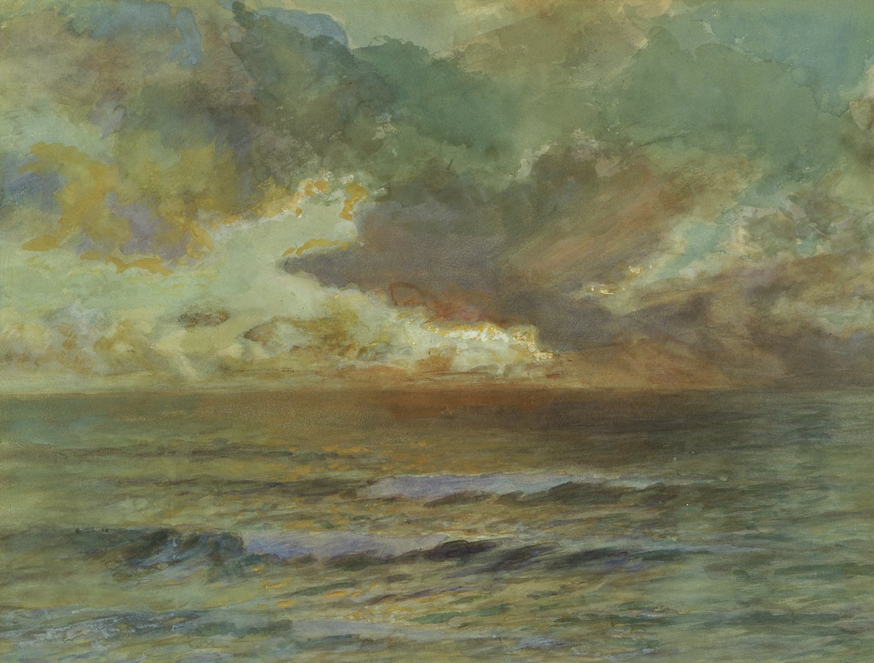 Zonsondergang bij Seascale door Joseph Severn