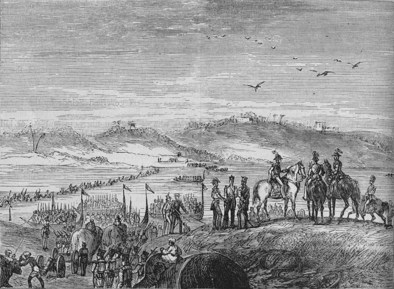 Het Britse leger steekt de Sutlej over, c1880 door Joseph Swain