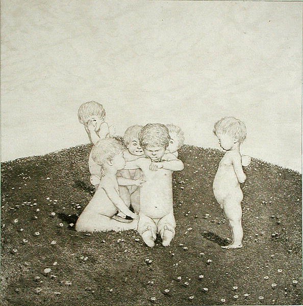 Cherubs spelen in een weide door Joseph Uhl