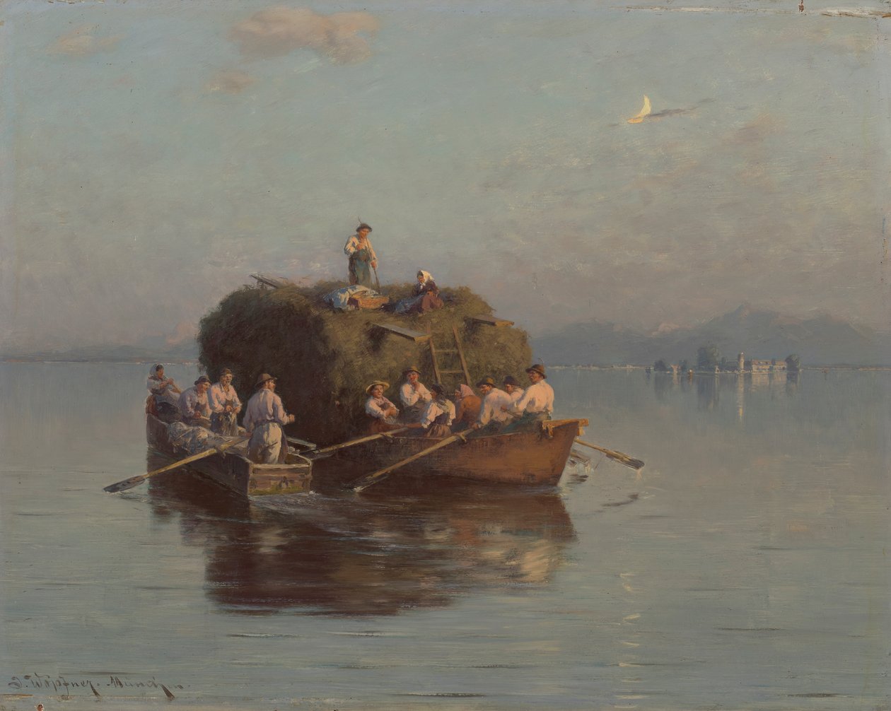 Hooiboot op de Chiemsee door Joseph Wopfner