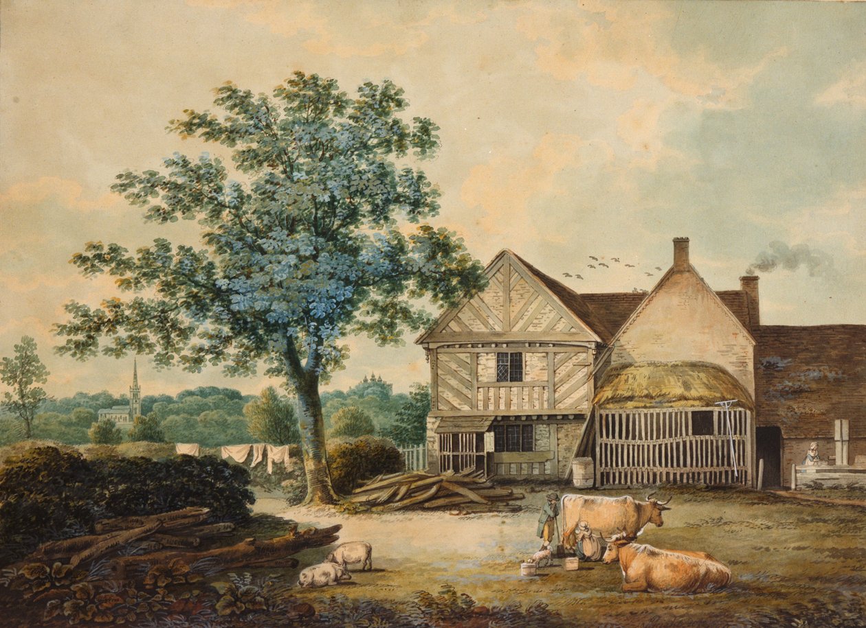 Boerenerf bij Aston Hall door Joseph Wright