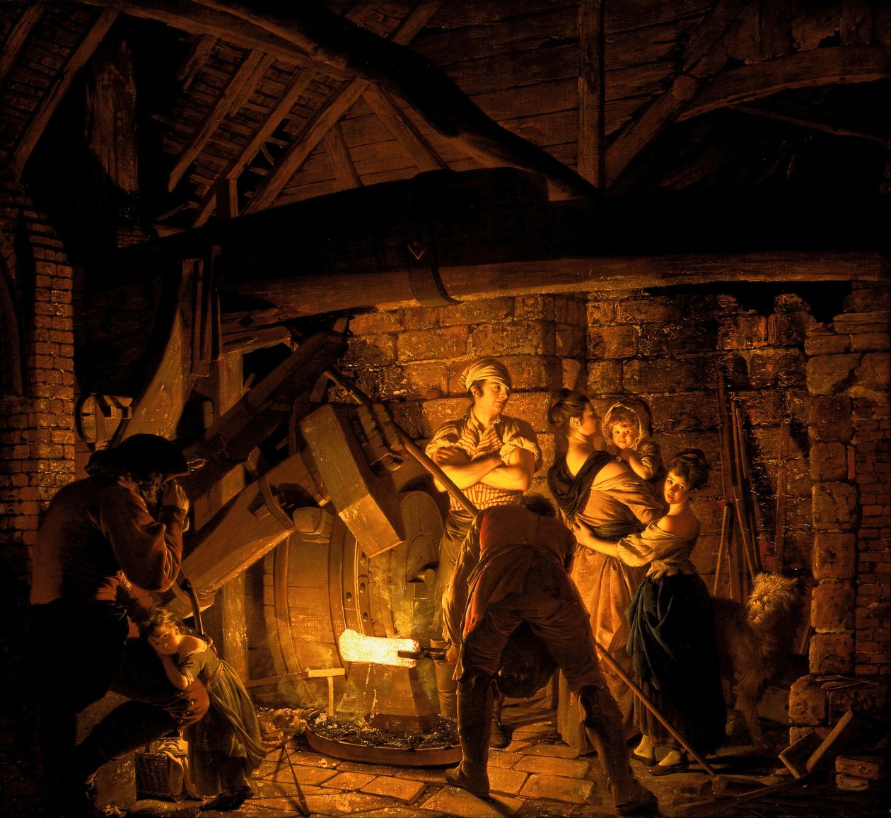 Een ijzeren smederij door Joseph Wright of Derby