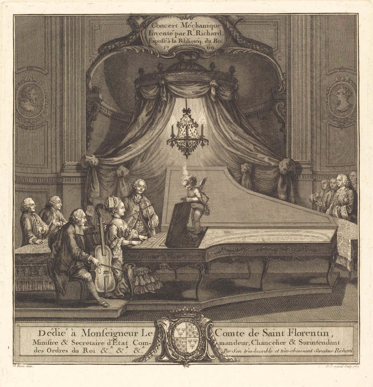 Het Mechanische Concert door Joseph de Longueil after Charles Eisen