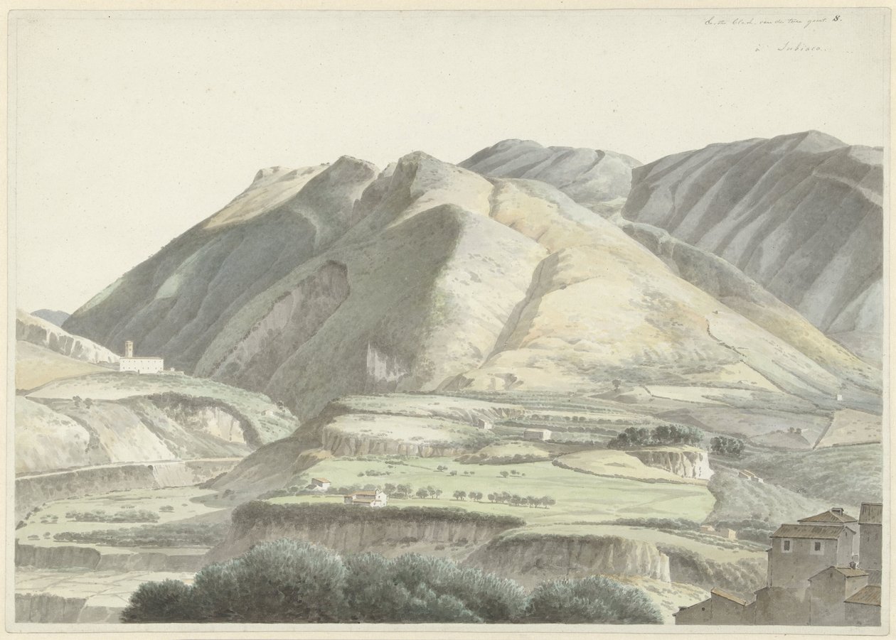 Italiaans landschap bij Subiaco door Josephus Augustus Knip