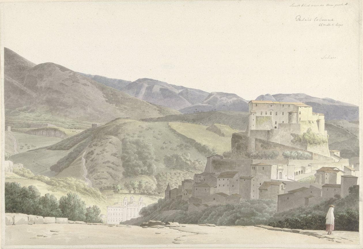 Italiaans landschap bij Subiaco door Josephus Augustus Knip