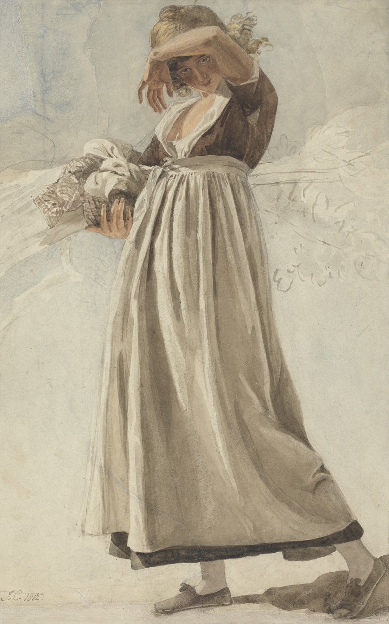 Een boerenmeisje dat haar ogen afschermt, 1812 door Joshua Cristall