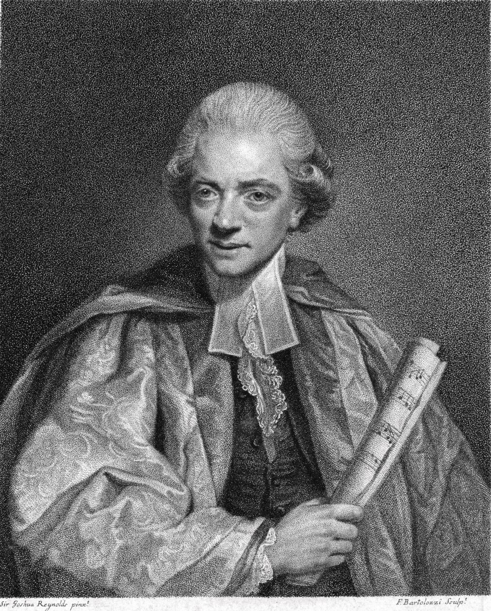 Charles Burney (1726-1814) gegraveerd door Francesco Bartolozzi (1727-1815) gepubliceerd in 1784 door Joshua Reynolds