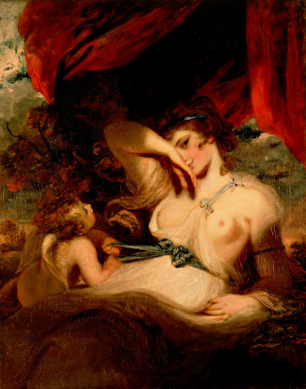 Cupido maakt de gordel van Venus los door Joshua Reynolds