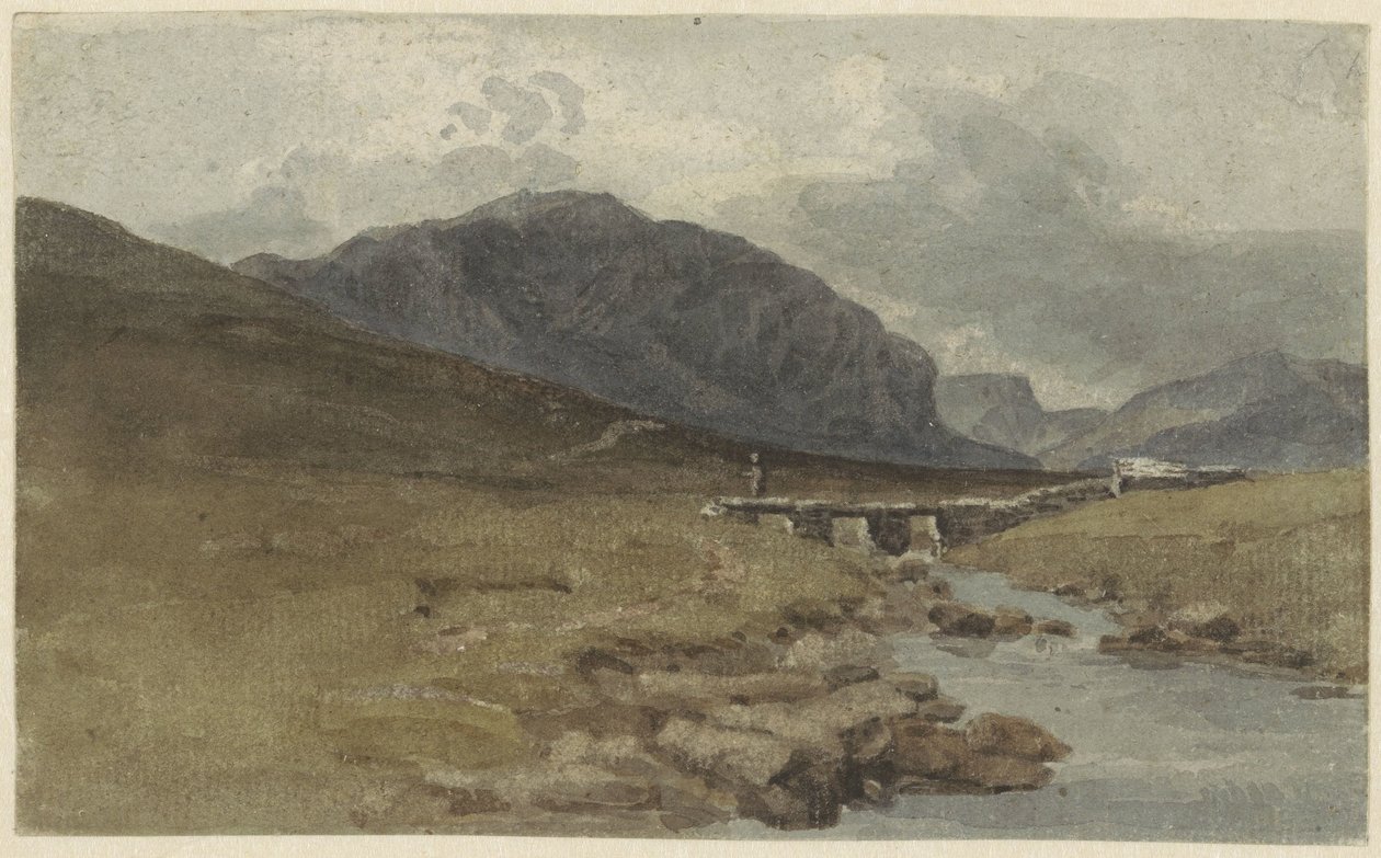 Landschap bij Llyn Ogwen, Caernarvonshire (Wales) door Joshua Cristall