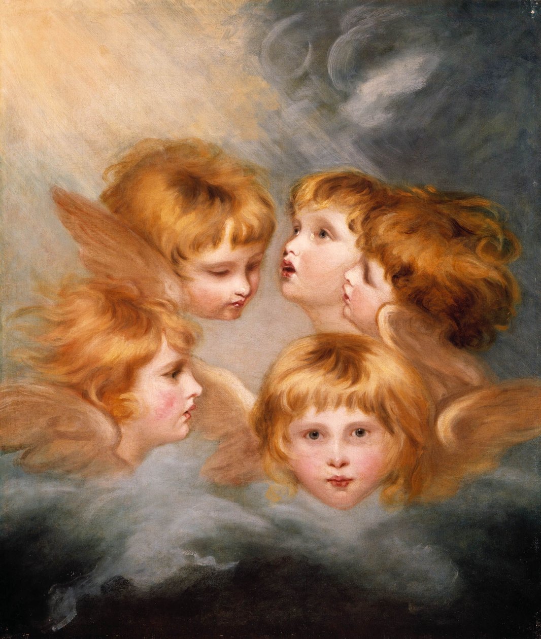 Hoofden van engelen: Miss Frances Gordon door Joshua Reynolds