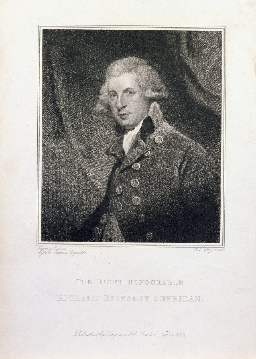 De zeer eerwaarde Richard Brinsley Sheridan, 1825 door Joshua Reynolds