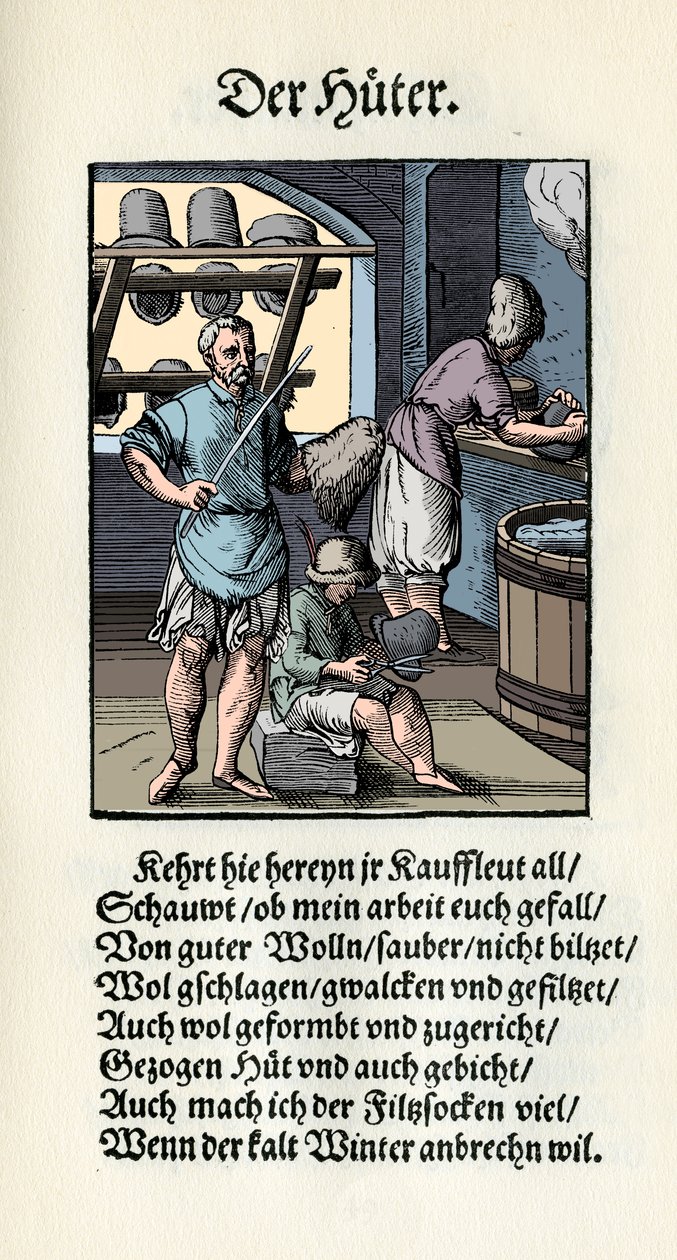 Hoedenmaker / modiste in door Jost Amman