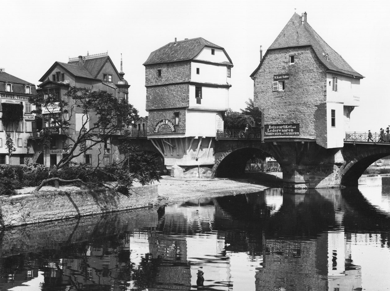 Nahebrug, Bad Kreuznach, c.1910 door Jousset