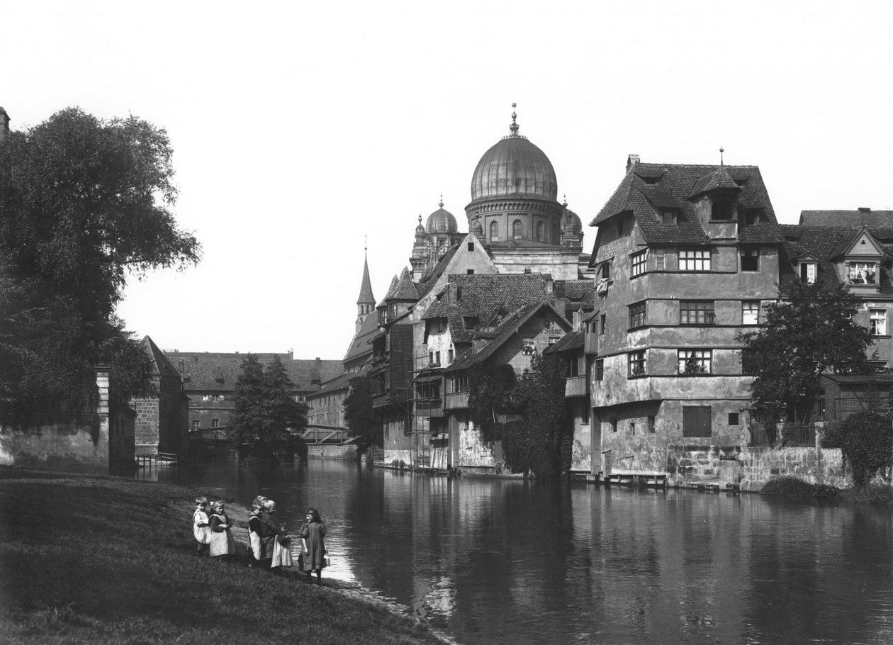 De synagoge in Neurenberg, ca. 1910 door Jousset