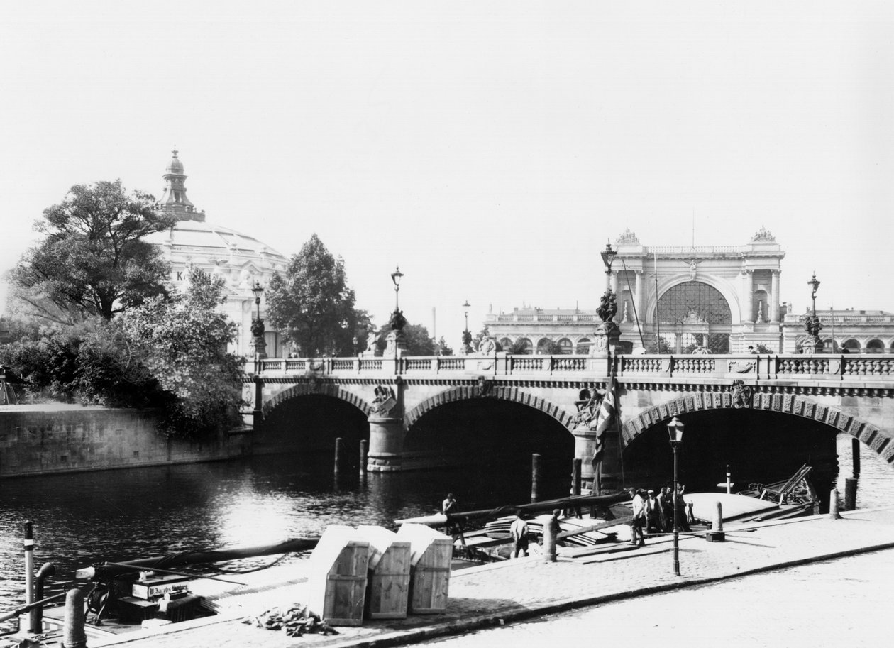 Uitzicht op de Moltkebrug en het Lehrter Bahnhof station, Berlijn, ca. 1910 door Jousset