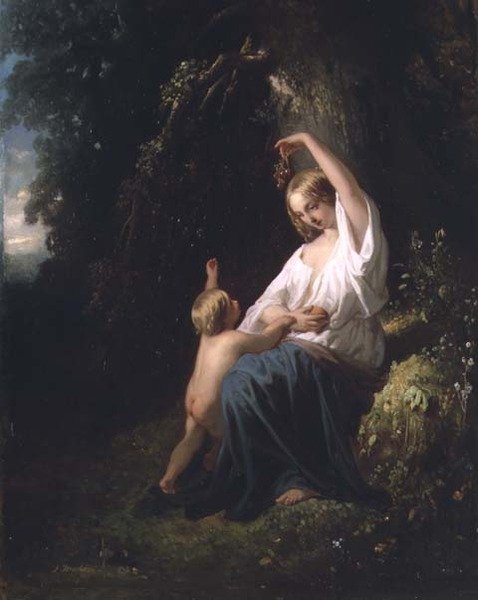 Moeder en kind, c.1850 door Jozef  Israels