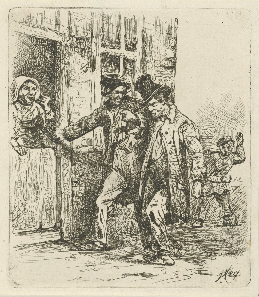 Twee dronkaards door Jozef Hoevenaar